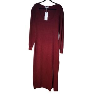 NWT WAYF Burgundy Long Sleeve Sweater Dress Warm Bodycon Fall Winter